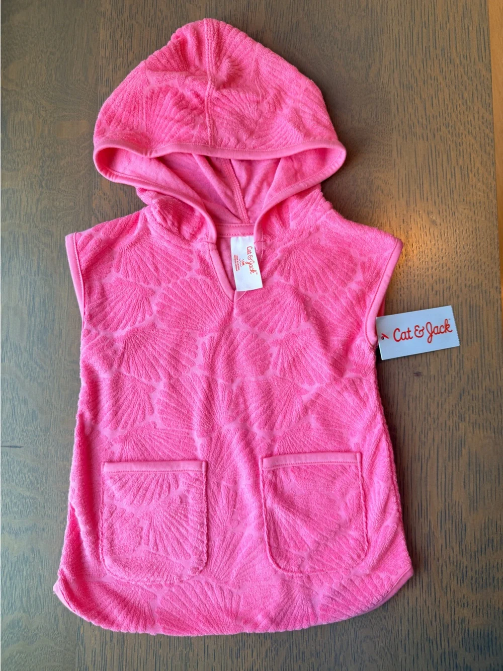Cat & Jack Seashell Embossed Pink Swim Cover Up Dress - Size 12M - NWT